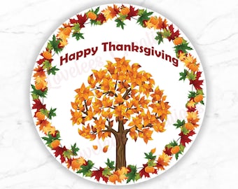 Round Favor Stickers - Fall/Thanksgiving