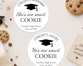 Personalized Graduation Stickers, Graduation Smart Cookie Label, 2026 Graduation, Smart Cookie Sticker Favor Label, Graduation Thank You
