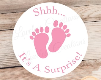 It's a Surprise Baby Shower Sticker- Surprise Girl Baby Shower Invitation Label - Its A Surprise Envelope Label Baby Sprinkler Sticker