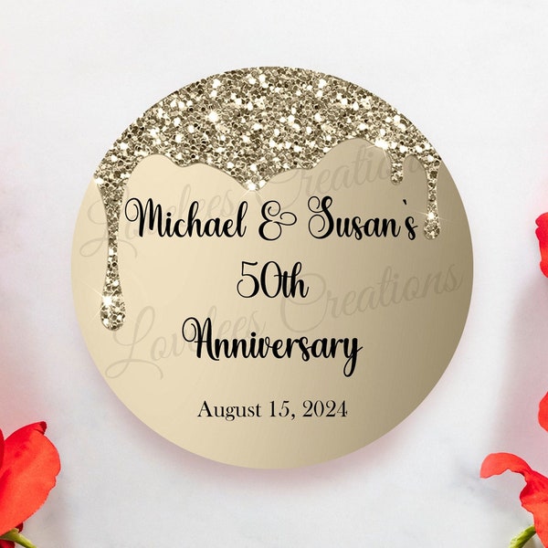 50th Anniversary Sticker, Personalized 50th Anniversary Label, Custom Golden Anniversary Sticker, Golden Jubilee Sticker, 50th Anniversary