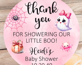 Little Boo Halloween Baby Shower Labels, Personalized Ghost Baby Shower Stickers, Custom Pumpkin Baby Shower Label, Fall Baby Shower