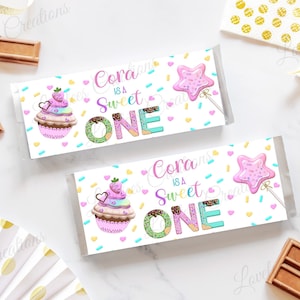 Sweet One First Birthday Chocolate Bar Wrapper, 1st Birthday Candy Bar Party Favor, Girl Birthday, One Year Old Birthday Favor