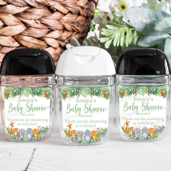 Jungle Baby Shower Sanitizer Sticker, Safari Baby Shower Sanitizer Label, Animal Baby Shower Sanitizer Favor, Jungle Baby Sprinkle Gift