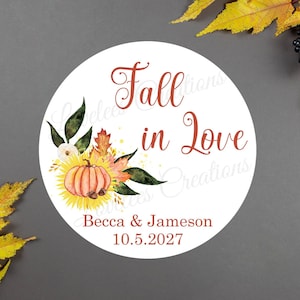 Fall in Love Sticker Wedding Sticker, Pumpkin Wedding Shower Label, Bridal Shower Sticker, Wedding Favor Sticker
