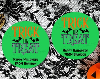 Trick or Treat Stickers, Personalized Halloween labels, Custom Halloween Goodie Bag Sticker, Halloween Favor Sticker