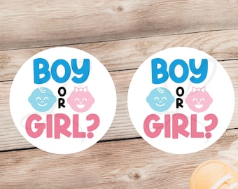 Boy or Girl Gender Reveal Baby Sticker, Team Boy Team Girl Sticker, Baby Shower Gender Reveal, Pink or Blue Label, Gender Reveal Party Label