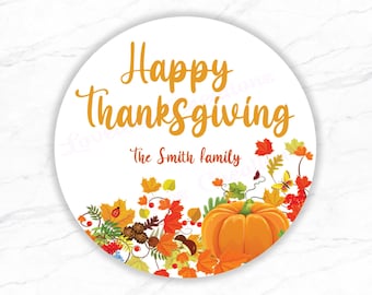 Personalized Fall/Thanksgiving Stickers, Custom Thanksgiving Labels, Thanksgiving Favor labels