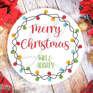 Personalized Merry Christmas Sticker, Custom Christmas Round Sticker, Personalized Holidays Round Sticker, Holidays/Merry Christmas Label