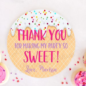 Sweet Personalized Birthday Stickers, Ice Cream Birthday Custom Labels, Birthday Party Favor Stickers, Kids Birthday Stickers, Sweet One