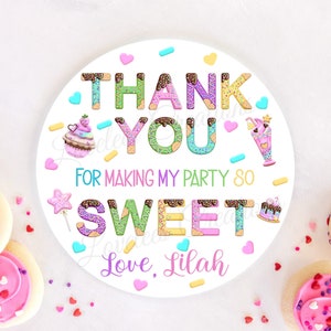 Sweet Birthday Label, Personalized Sweet Birthday Sticker, Custom Birthday Favor Stickers, Birthday Party Favor Label