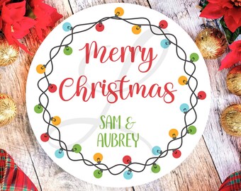 Personalized Merry Christmas Sticker, Custom Christmas Round Sticker, Personalized Holidays Round Sticker, Holidays/Merry Christmas Label