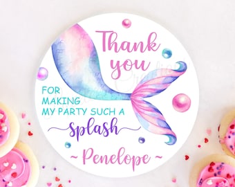 Mermaid Tail Birthday Label, Personalized Mermaid Birthday Sticker, Birthday Favor Sticker, Mermaid Party Favor, Mermaid Birthday Decoration