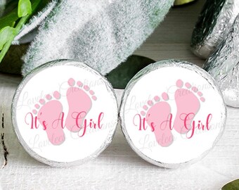 It's A Girl Chocolate Kiss Sticker - It's A Girl Hershey Kiss® Sticker - Girl Baby Shower Chocolate Kiss Stickers