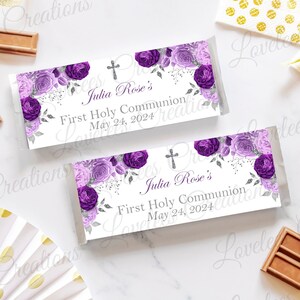 First Holy Communion - Chocolate Bar Wrappers (Listing is for 12 Wrappers and 12 Foils) - 106