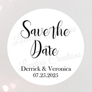 Save the Date Sticker - Wedding Save the Date Label - Round Sticker
