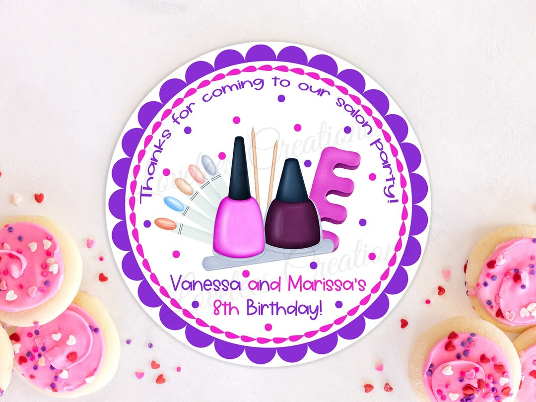 Salon Birthday Label, Nail Birthday Sticker, Birthday Favor Stickers