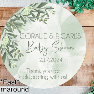 Personalized Label for Baby Shower, Green Favor Sticker for Wedding, Custom Sticker for Baby Shower favor, Custom Label for Candle