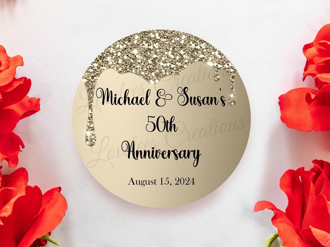 50th Anniversary Sticker, Personalized 50th Anniversary Label, Custom
