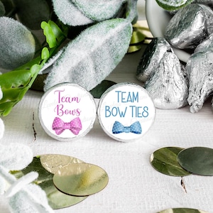Team Bow/Team BowTies Chocolate Kiss Sticker, Gender Reveal Hershey Kiss® Sticker, Baby Shower Chocolate Labels, Boy or Girl, He or She