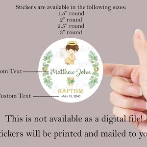 Baptism Angel Boy Personalized Label, Custom Christening Sticker, Mi ...