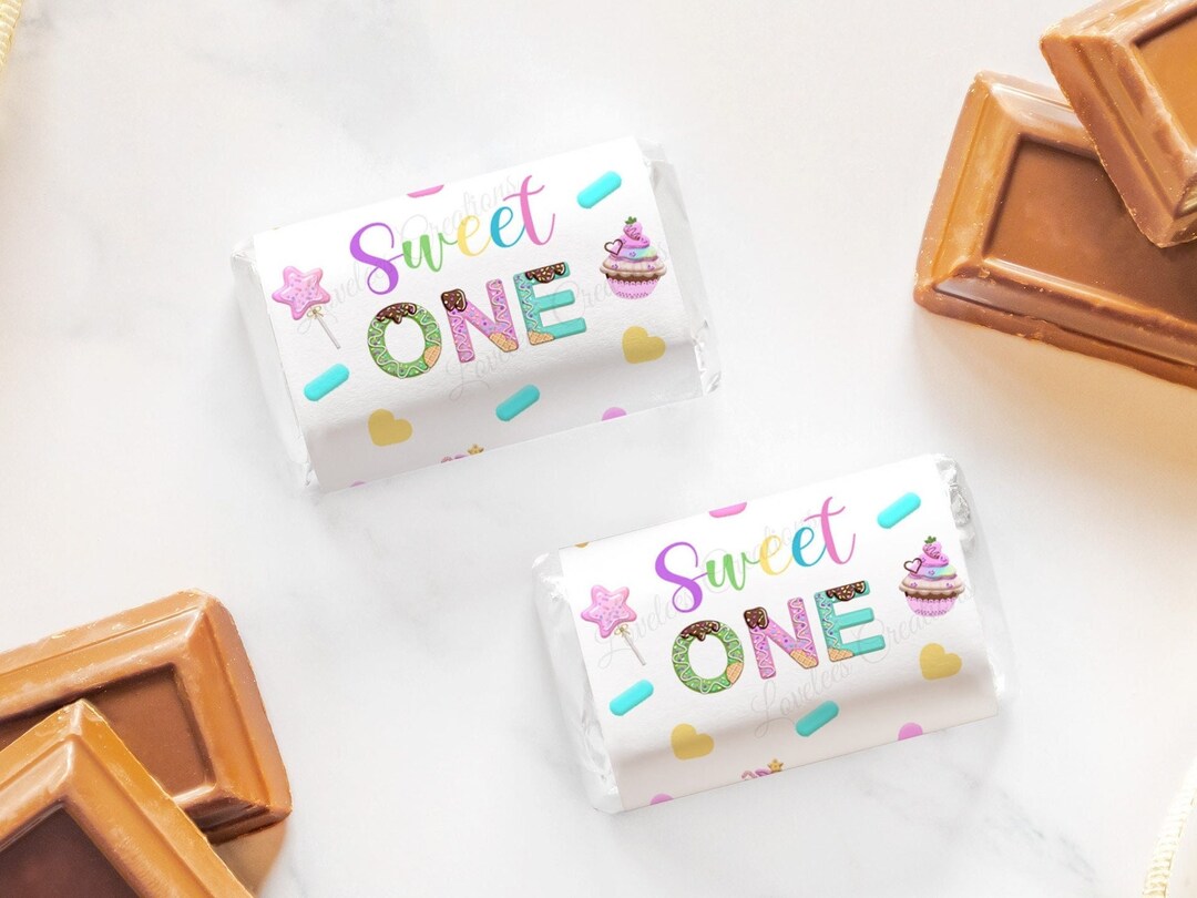 Sweet One First Birthday Mini Chocolate Bar Label, 1st Birthday Mini ...