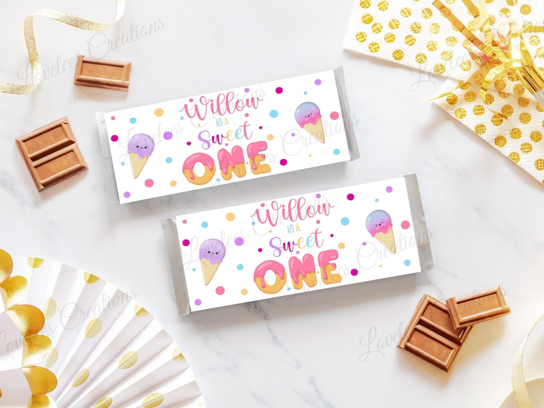 Sweet One First Birthday Chocolate Bar Wrapper, 1st Birthday Candy Bar ...