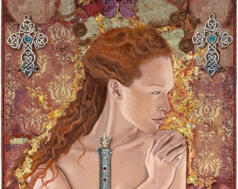 Guinevere Drottningen 14" x 28" Signerad Giclée i begränsad upplaga på konstnärspapper