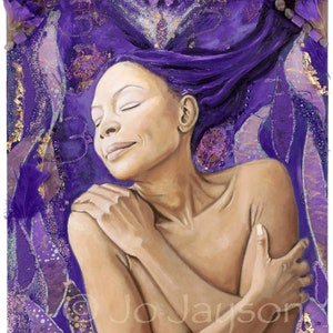 Violet Flame of Bliss (Goddess Chakra Series) - 18 x 23 cm Grußkarte - Innenseite leer, Beschreibung auf der Rückseite