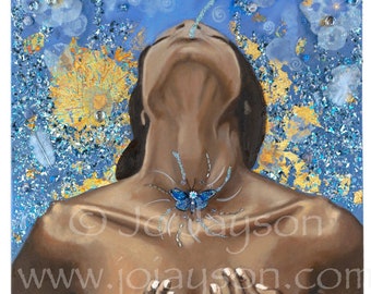 Blue Whispers of Truth (Göttin Chakra Series) - 18 x 23 cm Grußkarte - Innenseite leer, Beschreibung auf der Rückseite