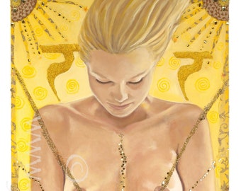 Yellow Power (Goddess Chakra Series) -6" x 9 " Greeting Card - Blank inside, description on back