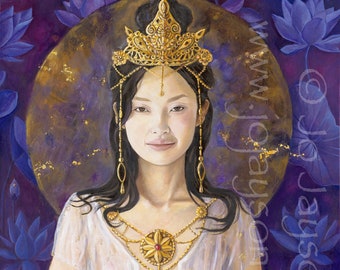 Guan Yin Mother of Mercy and Compassion - 6"x9" greeting card, blank inside, description on back