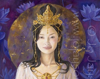 Guan Yin Mother of Mercy and Compassion , Reproduction Giclee on canvas - 24"x36"