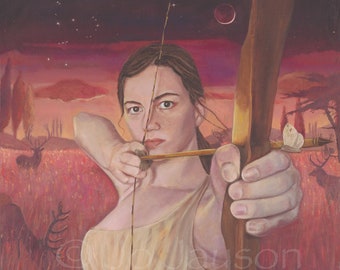 Artemis Maiden of the Hunt - 24" x 36" giclee reproduction on canvas