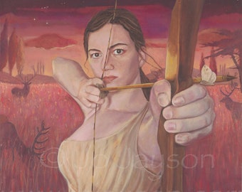 Artemis Maiden of the Hunt - Greeting Card 6"x9" blank inside description on back