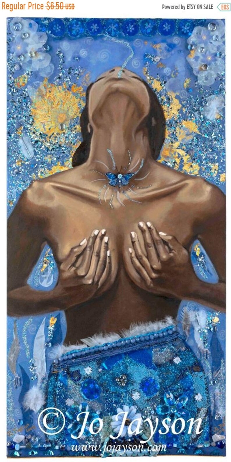 - 6 x 9 Greeting Card Blank inside ON SALE Blue Whispers of Truth description on back Goddess Chakra Series