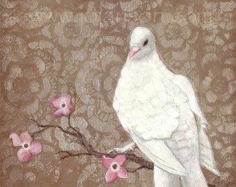 White Dove  - Giclee Reproduction on Canvas 8"x 8"