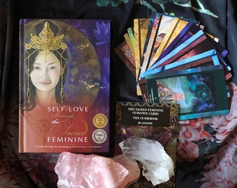 Book and Oracle Deck Set - The Sacred Feminine Guidance Cards (oracle deck) and Guidebook plus Book : Self-Love through the Sacred Feminine
