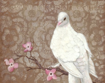 White Dove  5'x5" - Greeting Card - Blank inside, description on back