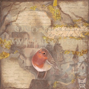 Robin Redbreast 5"x5" - Cartão comemorativo - Em branco dentro, descrição no verso
