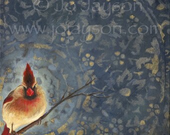 Mrs Cardinal - Reproduction on Canvas 8"x 8"