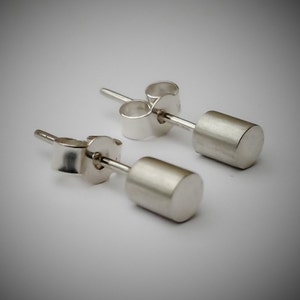 Tiny Geometric Sterling Silver Stud Earrings.  UK Handmade