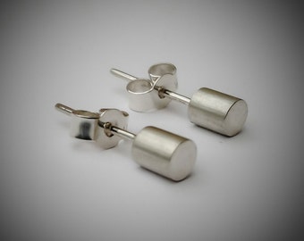 Tiny Geometric Sterling Silver Stud Earrings.  UK Handmade