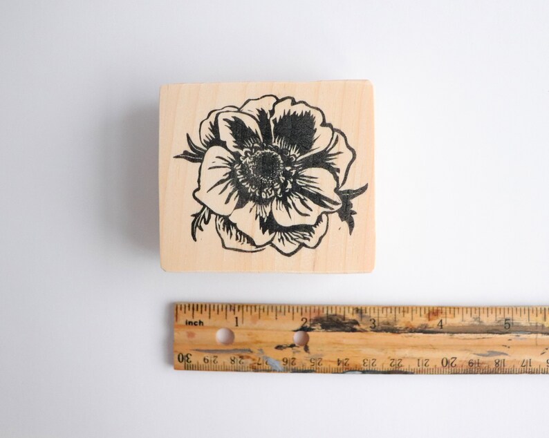 Wood mounted rubber stamp One year anniversary First year anniversary Paper anniversary gift Wedding flower keepsake Gift under 50