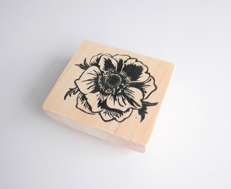 Wood mounted rubber stamp One year anniversary First year anniversary Paper anniversary gift Wedding flower keepsake Gift under 50