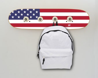 Jacket Rack Entryway, Hallway - Boys Bedroom Ideas inspirational decoration - USA Flag for Kids Room Decor skateboard skate-home