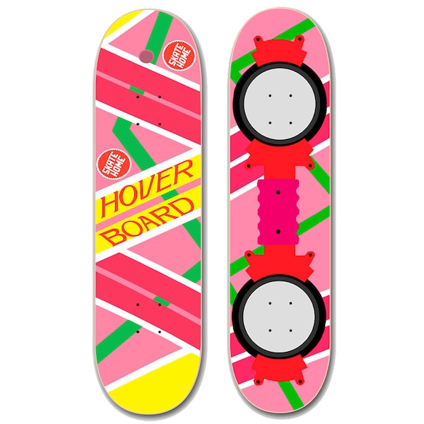 Tabla skateboard diseño Hoverboard parte inferior y superior con lija transparente para amantes de Regreso al Futuro