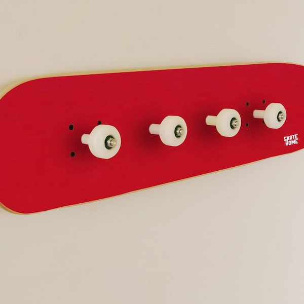 Cadeau skate pour décorer la chambre pour enfants skater, meubles thème skateboard - Porte Manteau Rouge