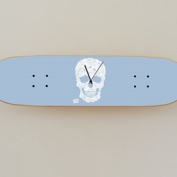 Skateboard Horloge murale  -  Floral Skull