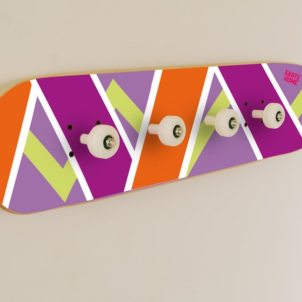 Cadeau que tous les skaters veulent - Porte-manteau Skateboard - Violet et orange