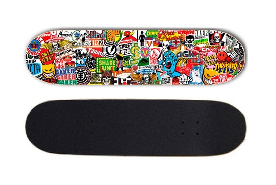 Skateboard Deck With Images of Stickers the - Etsy